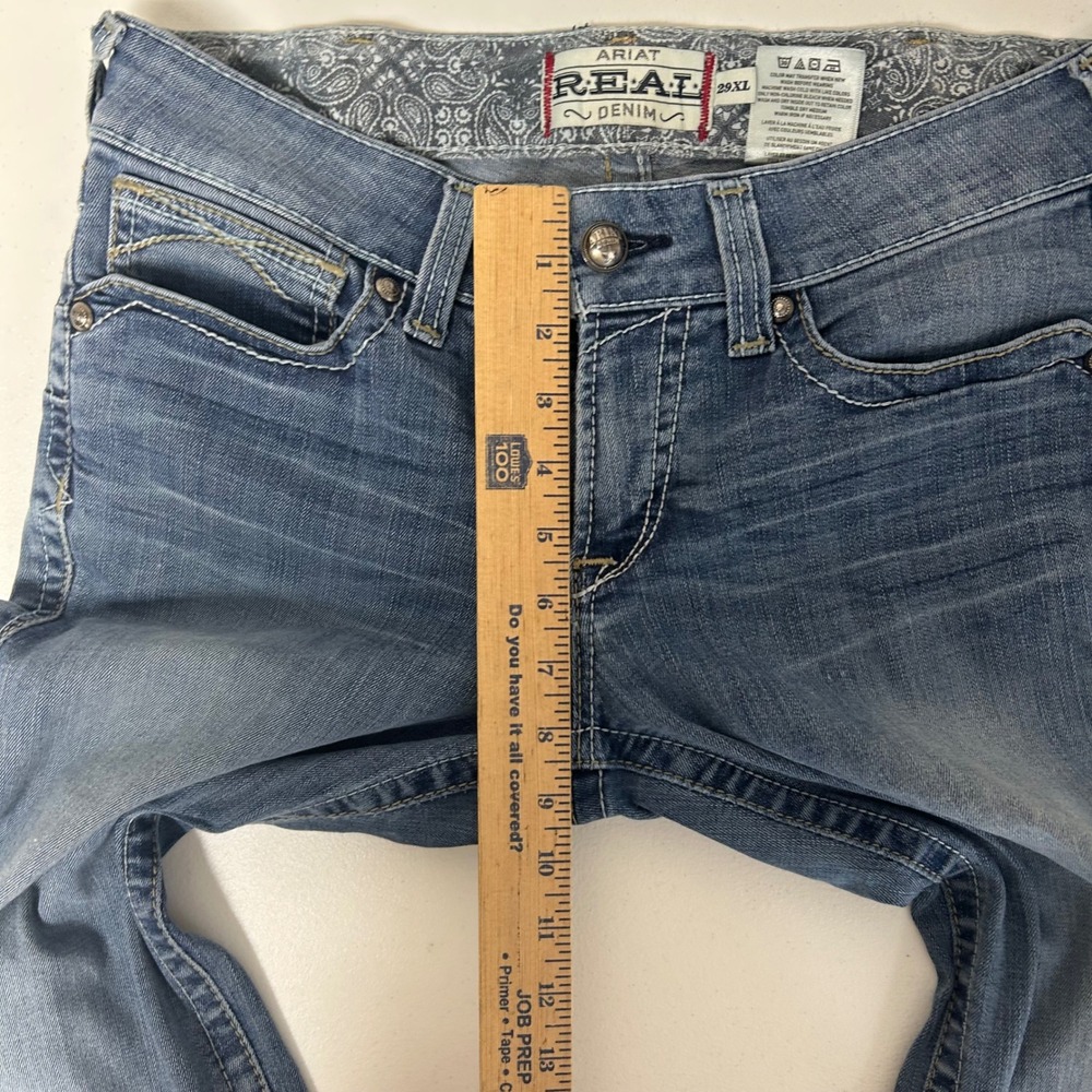 Ariat REAL Denim Jeans Womens 29XL Blue Bootcut Embroidered Pockets 32x36 * - Picture 9 of 13